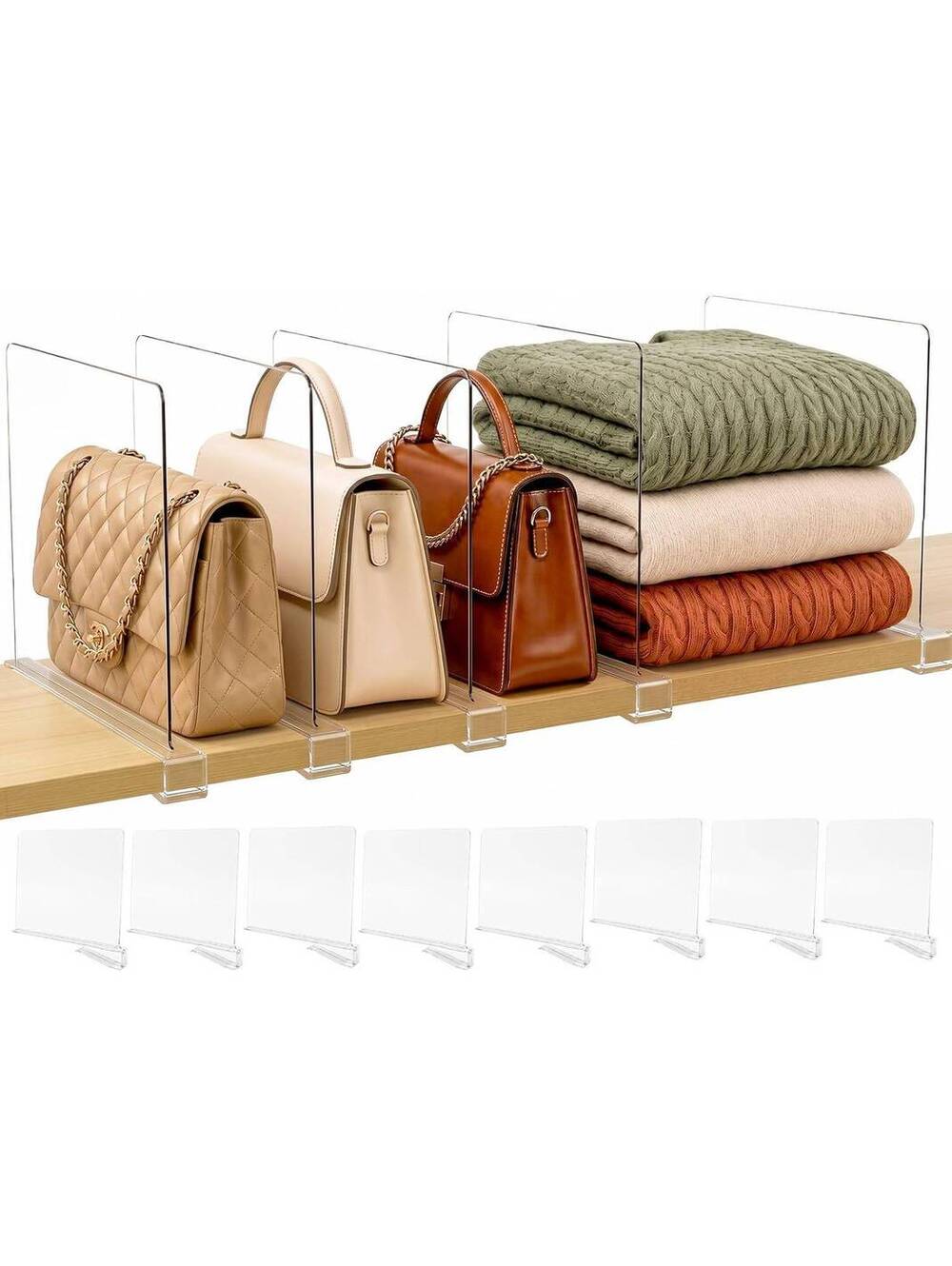 SortNStore Clear Acrylic Shelf Dividers, 8-Pack
